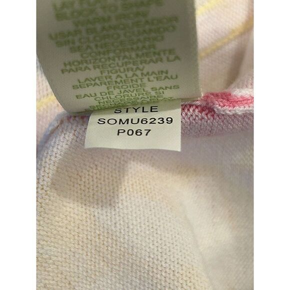 Sigrid Olsen Cardigan Button Up Cotton Yellow Pink Floral Sweater Womens Large - Picture 5 of 6